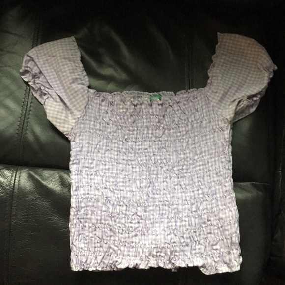 RETRO BENETTON lite purple peasant CROP top- Small - Picture 3 of 10